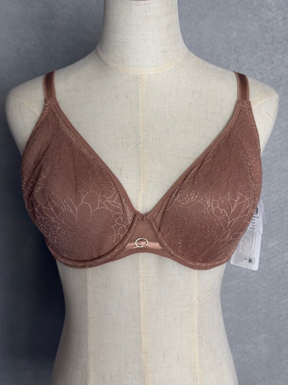 Chantelle Belle Plunge Bra Lightweight Spacer Coffee Women's 34E (US 34DD) NEW